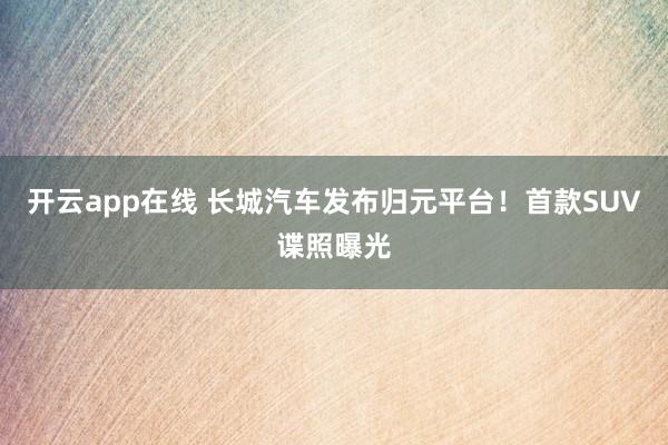 开云app在线 长城汽车发布归元平台！首款SUV谍照曝光