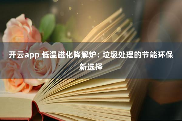 开云app 低温磁化降解炉: 垃圾处理的节能环保新选择