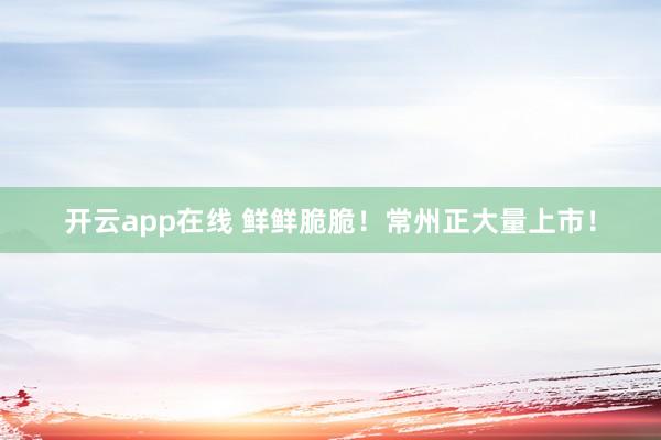 开云app在线 鲜鲜脆脆！常州正大量上市！