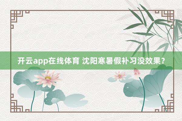开云app在线体育 沈阳寒暑假补习没效果？