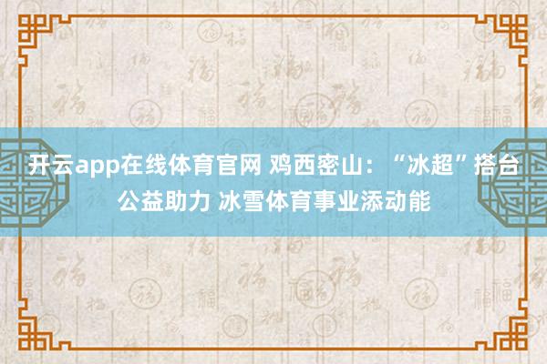 开云app在线体育官网 鸡西密山：“冰超”搭台公益助力 冰雪体育事业添动能