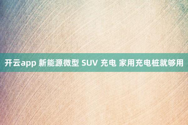 开云app 新能源微型 SUV 充电 家用充电桩就够用