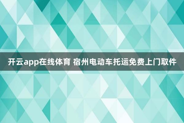 开云app在线体育 宿州电动车托运免费上门取件