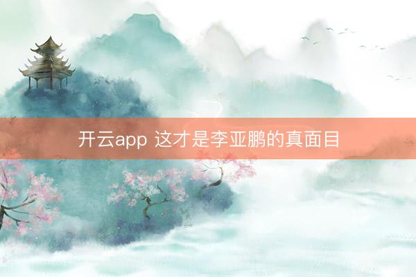 开云app 这才是李亚鹏的真面目