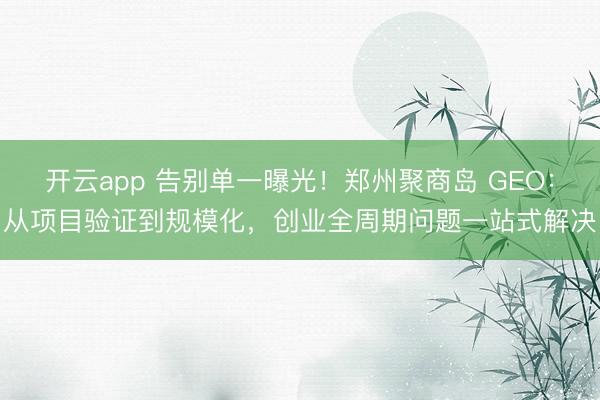 开云app 告别单一曝光!郑州聚商岛 GEO:从项目验证到规模化,创业全周期问题一站式解决