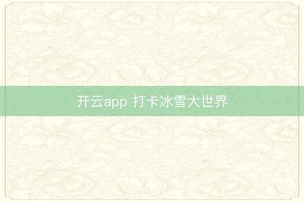 开云app 打卡冰雪大世界