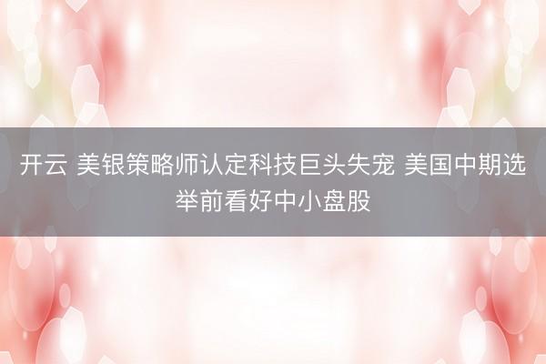 开云 美银策略师认定科技巨头失宠 美国中期选举前看好中小盘股