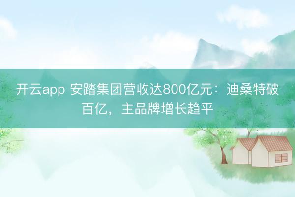 开云app 安踏集团营收达800亿元:迪桑特破百亿,主品牌增长趋平