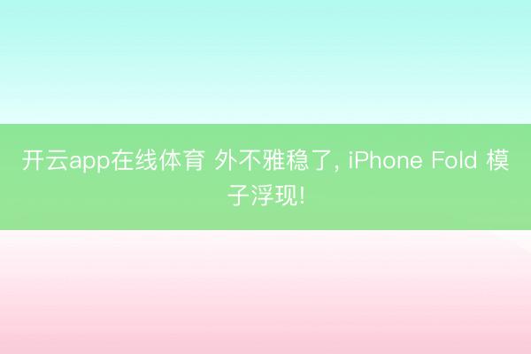 开云app在线体育 外不雅稳了， iPhone Fold 模子浮现!